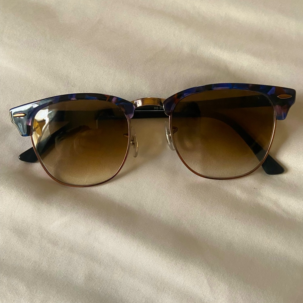 Rayban Clubmaster 1256/51 RB3016 like new with Case no scratches ! Blue &Brown